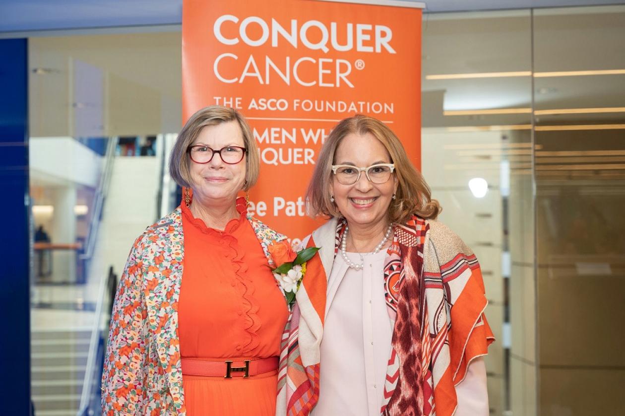 Dr. Sandra M. Swain and Dr. Rodriguez celebrate Women Who Conquer Cancer’s 10th anniversary at the 2023 ASCO Annual Meeting.