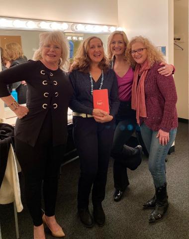 Brenda Brody with a group of three friends backstage at a show.